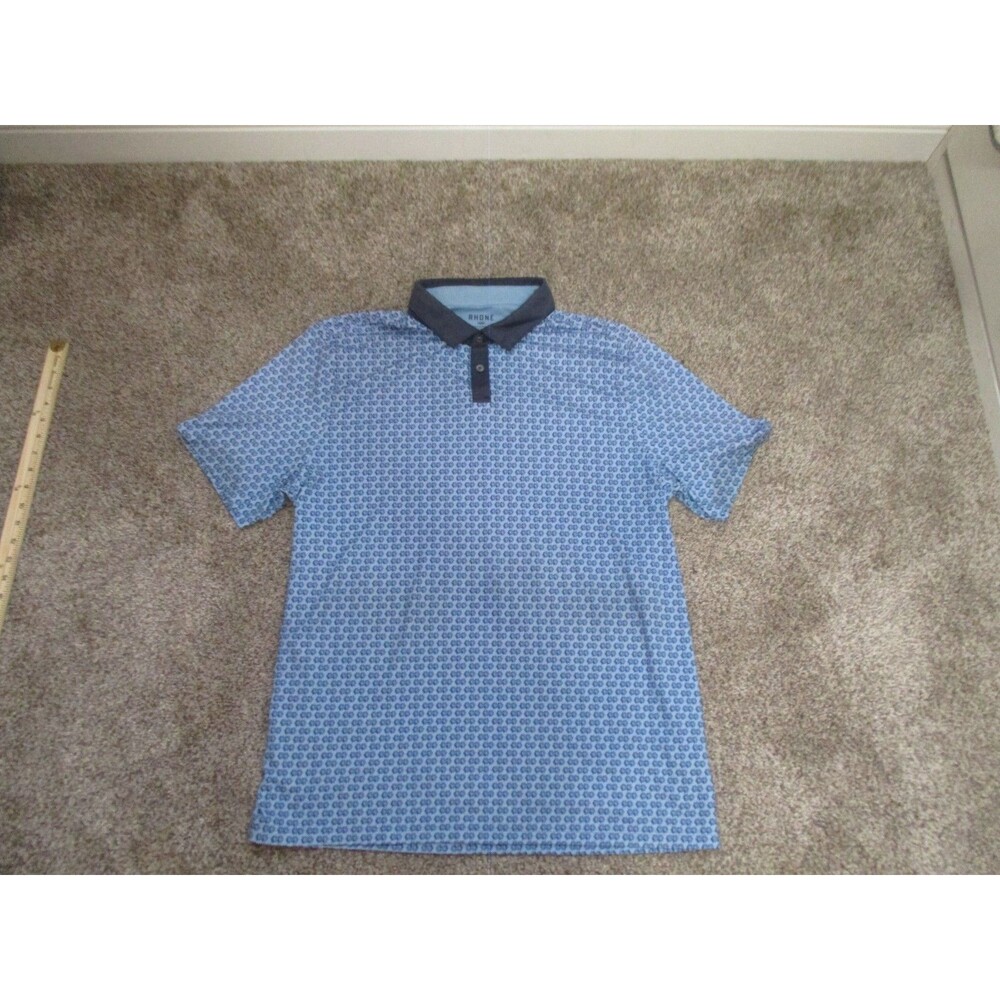 Rhone Sport Polo Shirt Mens XL Blue geo Performance Golf Casual